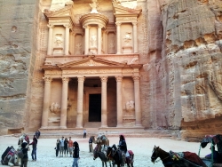 The lost city of Petra viewed from a high vantage point